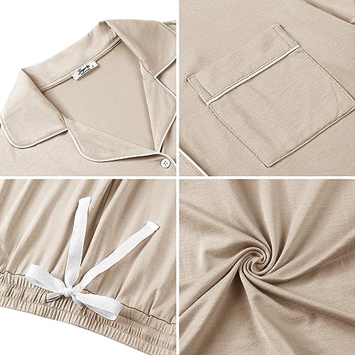 Cherrydew Women Cooling Breathable Pajama Bamboo Viscose Soft Sleepwear Long Sleeve Button Down Loungewear Moisture Wicking4