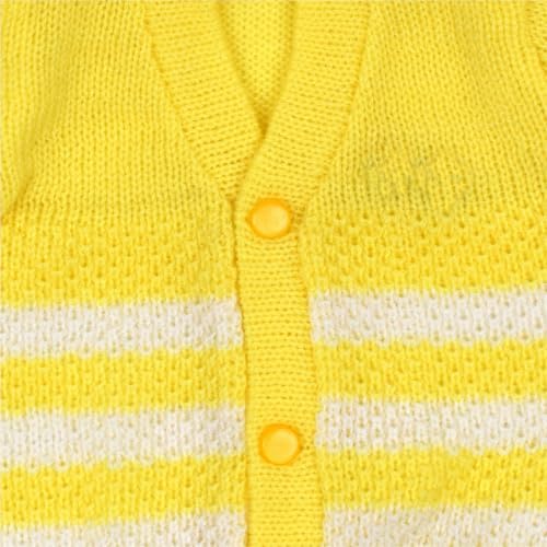 Image of Baby Winter Sweater | Wool Knit Full Sleeve Cardigan for Babies | Soft Warm Winter Clothing for Newborn Boys Girls & Toddlers Combo Pink & Yellow (3 to 6 Months) Pack of 2