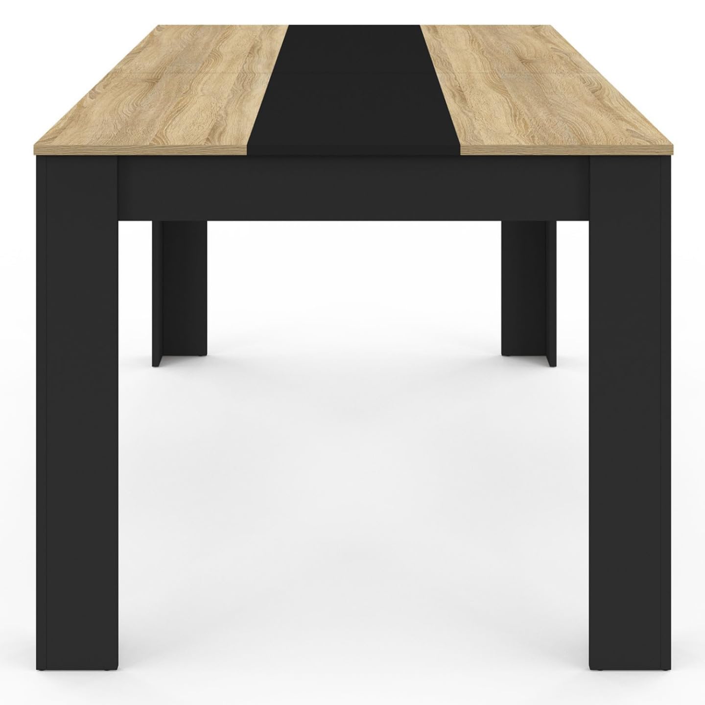 IDMarket - Table à Manger Rectangle Georgia 8 Personnes Noire et Imitation hêtre 160 x 90 cm