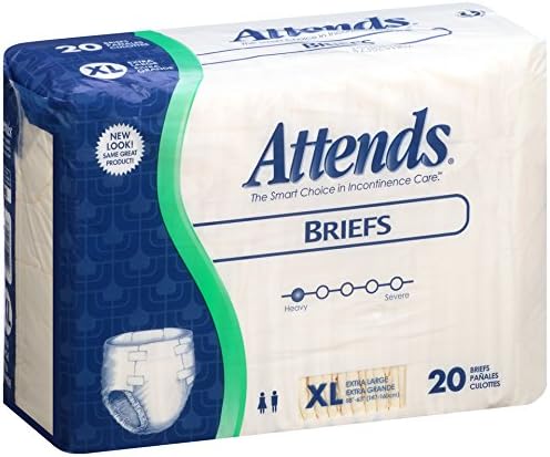 Attends Care Poly Briefs with Odor-Shield for Adult Incontinence Care, X-Large, Unisex, 20 Count (Pack of 3, Packaging May Vary)