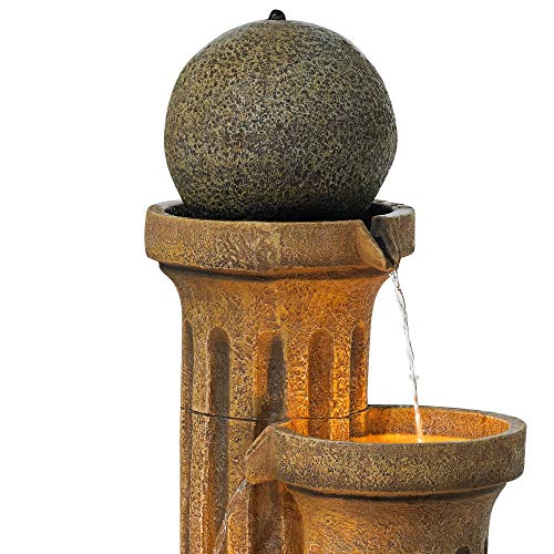 image for Sphere Jugs and Column Rustic Outdoor Floor Water Fountain 50