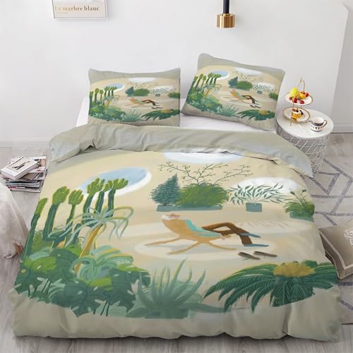 Housse de couette 160x200 lit double parure zippée facile à laver et enfiler - 4
