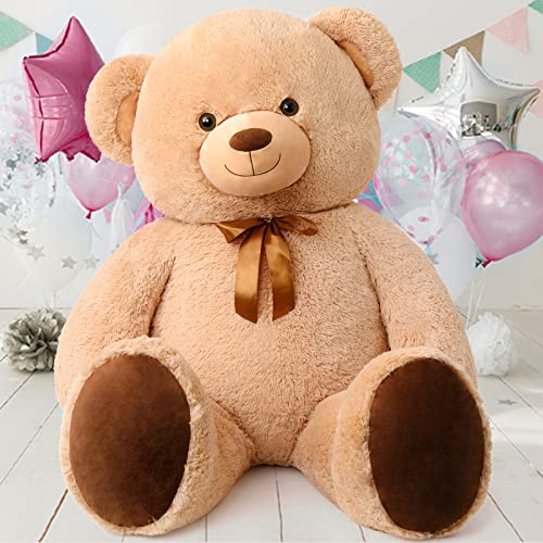 Tezituor Giant Teddy Bear Stuffed Animal 47Inch, Big Stuffed Bear Plush For Kids Adult Girlfriend, Large Teddy Bears Plush Gift For Christmas Valentine's Day Birthday Baby Shower,Tan #TOP5