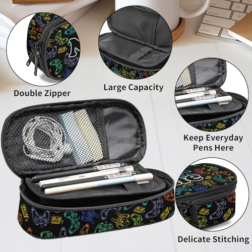 Image of Custom Game Pencil Case, Personalized Name Large Pencil Pouch, Large Capacity Pen Bag with Zipper for School
