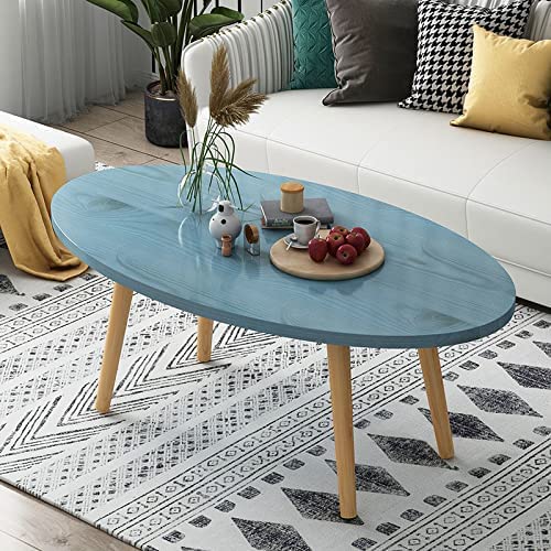 Table basse ovale bleue industrielle moderne