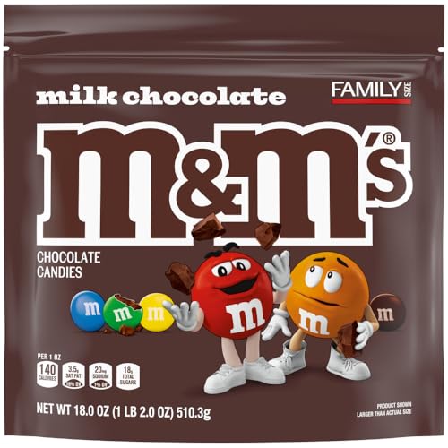 Image of M&M'S Milk Chocolate Candy, Family Size, 18 oz Resealable Bulk Candy Bag