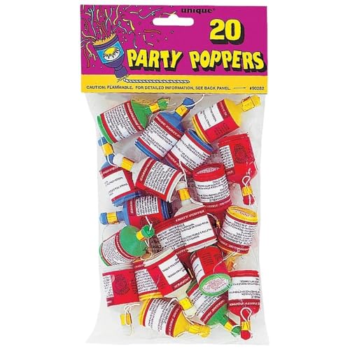 Fun Express Party poppers confetti shooters 20 Pack - Mini confetti cannon for Birthday Wedding graduation confetti New Years Eve celebration poppers - colorful confetti pop party favors for kids