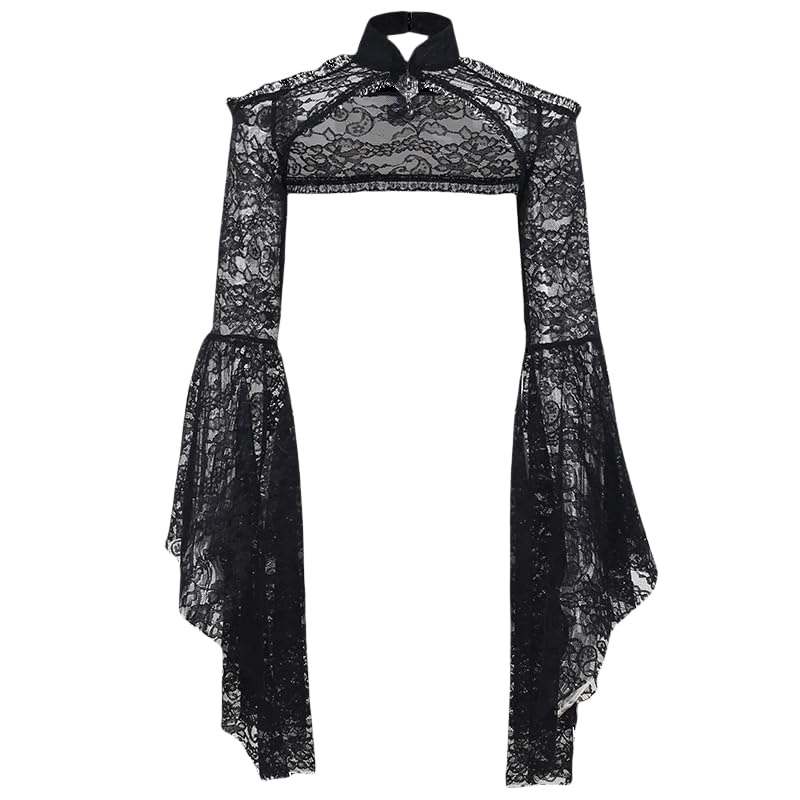 Image of Gothic Bolero Shrug Tops Women Goth Bell Long Sleeve Crop Top