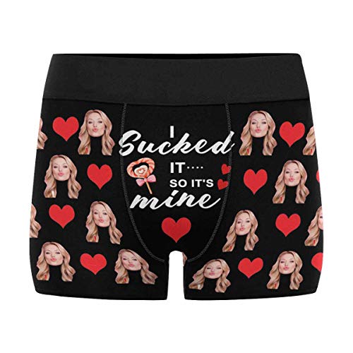 Custom Men's Funny Face I Love You Valentines Boxer Shorts Novelty Briefs Underpants Printed with Photo (XS-XXXL)