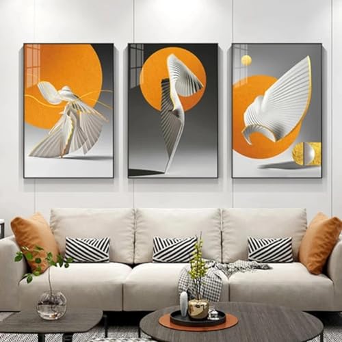 Affiches sur toile Soleil Orange abstrait pour decoration salon moderne