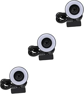 UKCOCO USB Webcam 3pcs Computer Camera Laptop Camera Office Camera Video Camera for Computer Webcam with Ring Light Live Streaming Webcam Abs Black Office Computer Camera Live Webcam