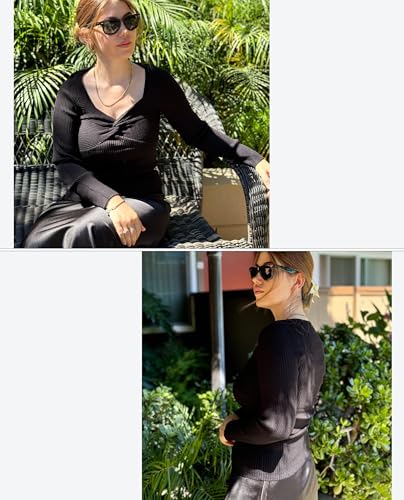 Image of Zeagoo Sweaters for Women Fall Long Sleeve V Neck Sexy Ribbed Knit Sweater Slim Fit Solid Basic Casual Tops