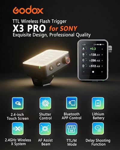 Godox X3 Pro X3PRO-S Disparador Flash TTL Inalámbrico para Sony, Sistema 2.4GHz X, Bluetooth & App Control, Pantalla Táctil, HSS, Shutter Control, Carga Rápida USB-C - imagen 2