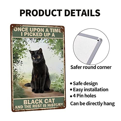 Tin Cat Signs For Cat Lovers Vintage Metal Black Cat Decor Signs Bundle Cat Wall Art Cat Poster 12X8 Inch Angels Dont Always Have Wings Funny Cat Bathroom Sign For Home, Restroom, Bar, Garage #TOP2