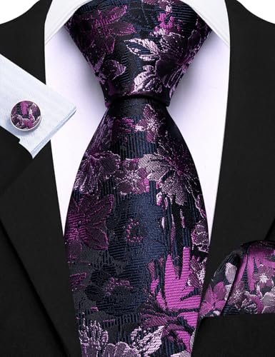 Image of Barry.Wang Designer Mens Tie Sets Collection, Eleagnt Gift Box Tie Clips Handkerchief Cufflink Set