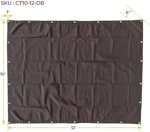 Miniatura 8 de Mytee Products Lona de Lona Marrón Oscuro de 10' x 12' de 12oz - Resistente al Agua y Transpirable - Lonas de Servicio Pesado - Cubierta de Lona