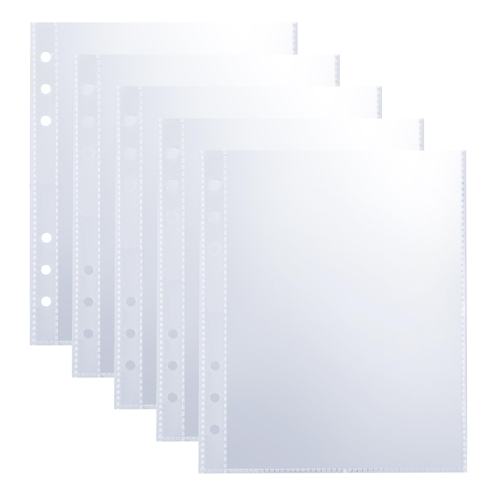 50 Pack 100 Pockets A5 Binder Inserts 5x7 in 6 Ring Clear Binder Sleeves Double-Sided Plastic Sleeves for Binders for Photos, Postcards, Seed Packets Clear PP Sheet Protector