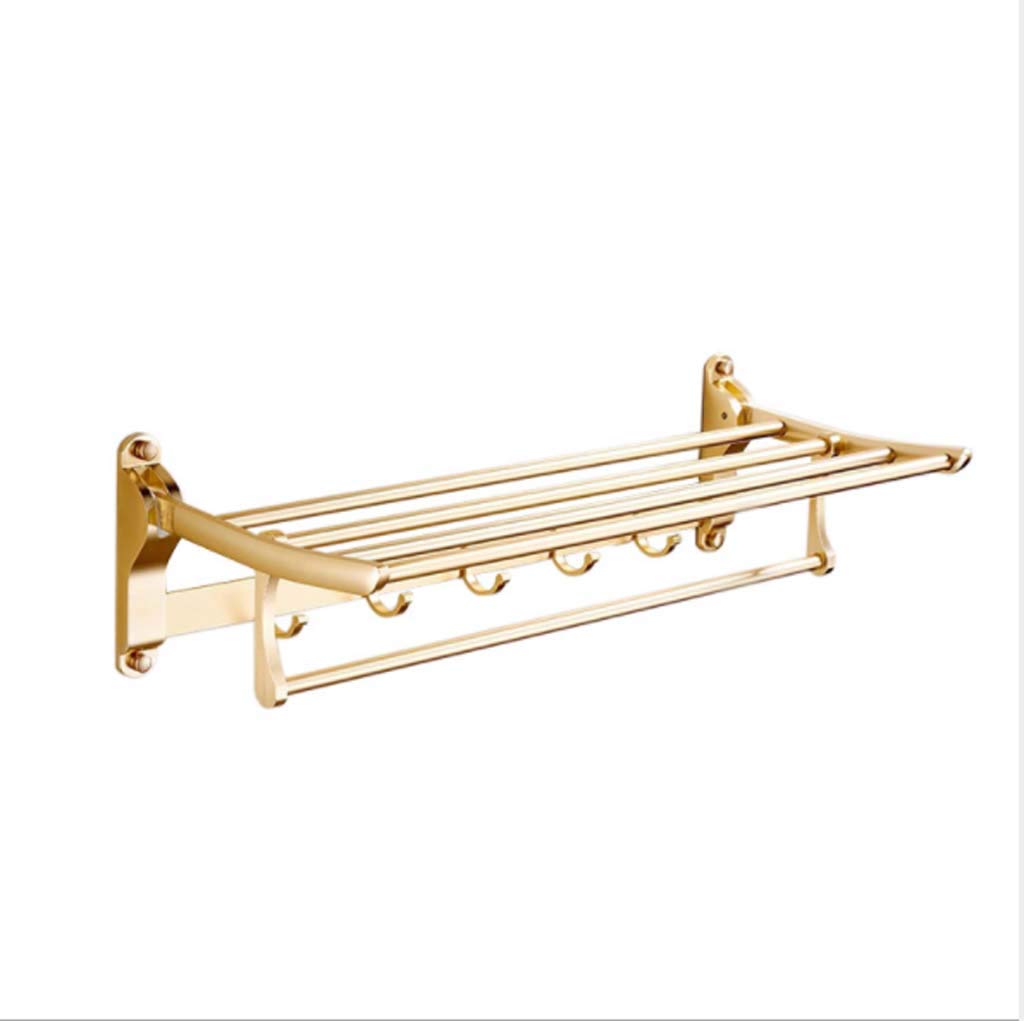 Porte-serviettes mural noir sans perçage en aluminium pour salle de bain 60cm