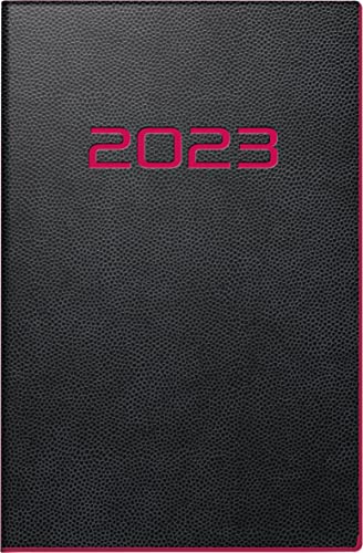 rido/idé Agenda semainier 2023, modèle partner/industriel, dimensions de la feuille : 7,2 x 11,2 cm, noir avec bordure rouge fluo