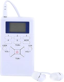 ciciglow Mini FM Radio, Portable Radio Pocket Size Digital DSP Personal Radio with Memory Function Handheld Radio for Shower Kitchen with Earphones, Supports Replaceable Battery (AAA)(white)