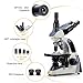 Swift SW380T Compound Trinocular Microscope,40X-2500X Magnification,Two-Layer Mechanical Stage,5.0 MP Camera and Software Windows/Mac Compatible and 100 PCS Blank Slides