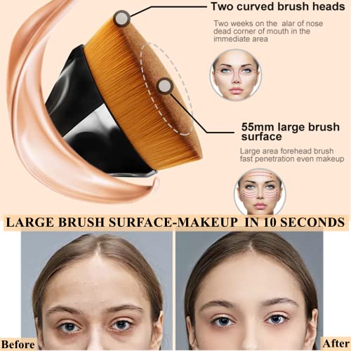 3Pack Foundation Makeup Brush Flat Top Kabuki Hexagon Face Blush Liquid Powder Foundation Brush For Blending Liquid, Cream Or Flawless Powder Cosmetics With Bonus Protective Case #TOP4