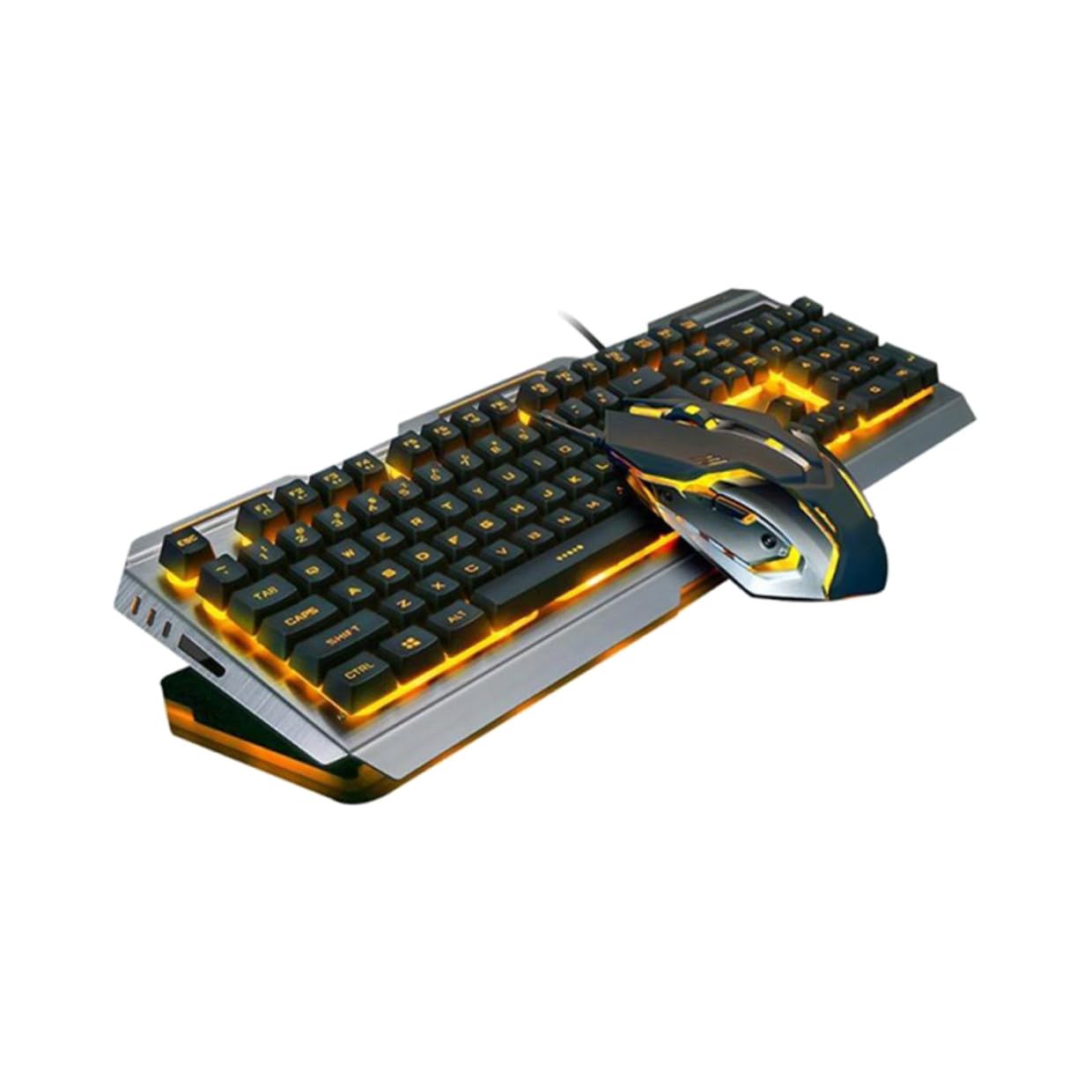 Set Tastiera e Mouse Meccanici USB Retro Nero in Plastico | Retroilluminazione Led, Tasti Flottanti ad Alta Elasticità, Scorciatoie Fn Multimediali, Incisione Caratteri