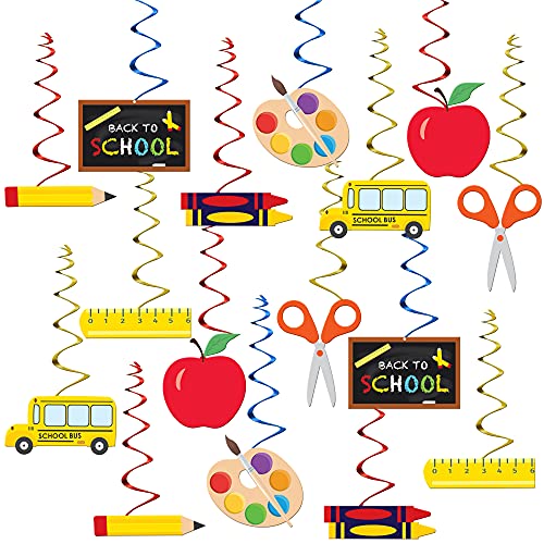 Hanging Swirls for Back To School Decorations - Pack of 46 | Back To School Party Decorations | Ceiling Decorations for Classroom Decor | Back To School Hanging Decorations for Preschool, Kindergarten