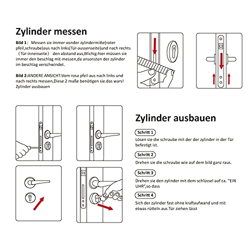 Hengsong Zylinderschloss 40/40,Schließzylinder mit Knauf,Profil-Knaufzylinder,Zylinder 40/40...