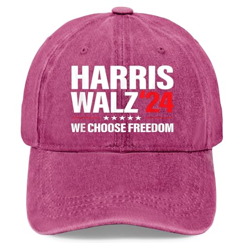 Harris Walz 2024 Election Kamala Waltz American Hats for Mens Aesthetic Washed Pomegranate Red