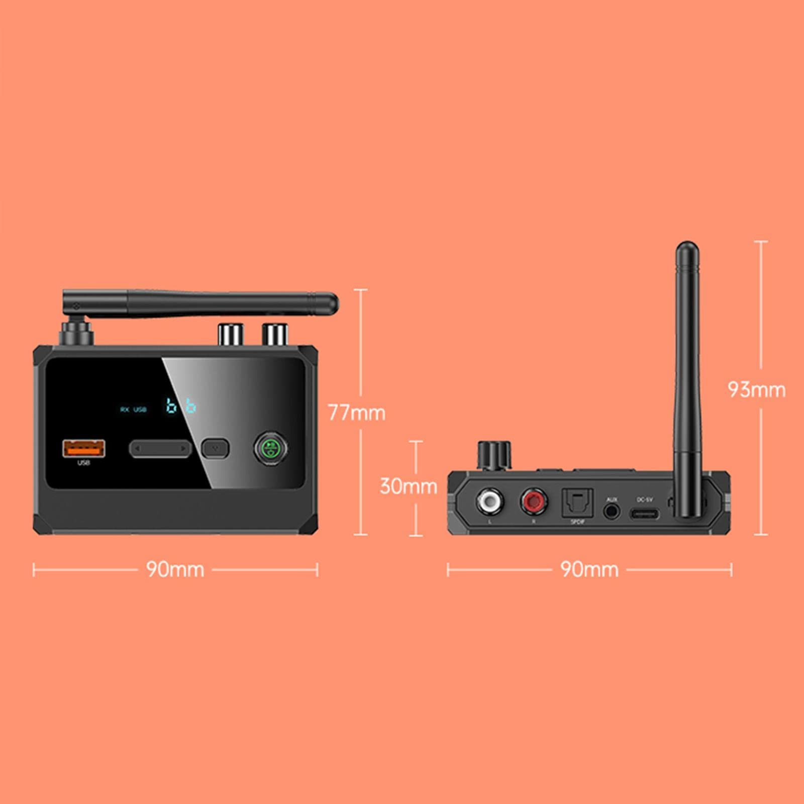Émetteur-récepteur Audio 3,5 mm AUX RCA SPDIF Portable 2 en 1 Bluetooth V5.3 Adaptateur Audio sans Fil pour système Audio Domestique Ordinateurs