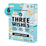 Protein and Gluten-Free Breakfast Cereal by Three Wishes - Unsweetened, 6 Pack - Keto Friendly, High Protein and Low Sugar Snack - Vegan, Kosher, Grain-Free and Dairy-Free - Non-GMO