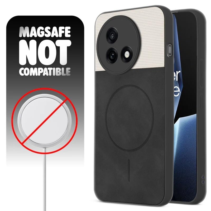 Image of Bintage Mac Safe Design Hard Slim Back Case | Soft Border Camera Protect | Dual PU Leather Finish Back Cover Compatible for Vivo Y300i 5G - White & Black