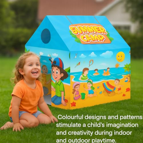 Image of Mini Explorer Summer Camp Themed Play Tent House for Kids Toys for 2 3 5 6 to 8 Years Old Girls Boys|Water Repellent Big Size