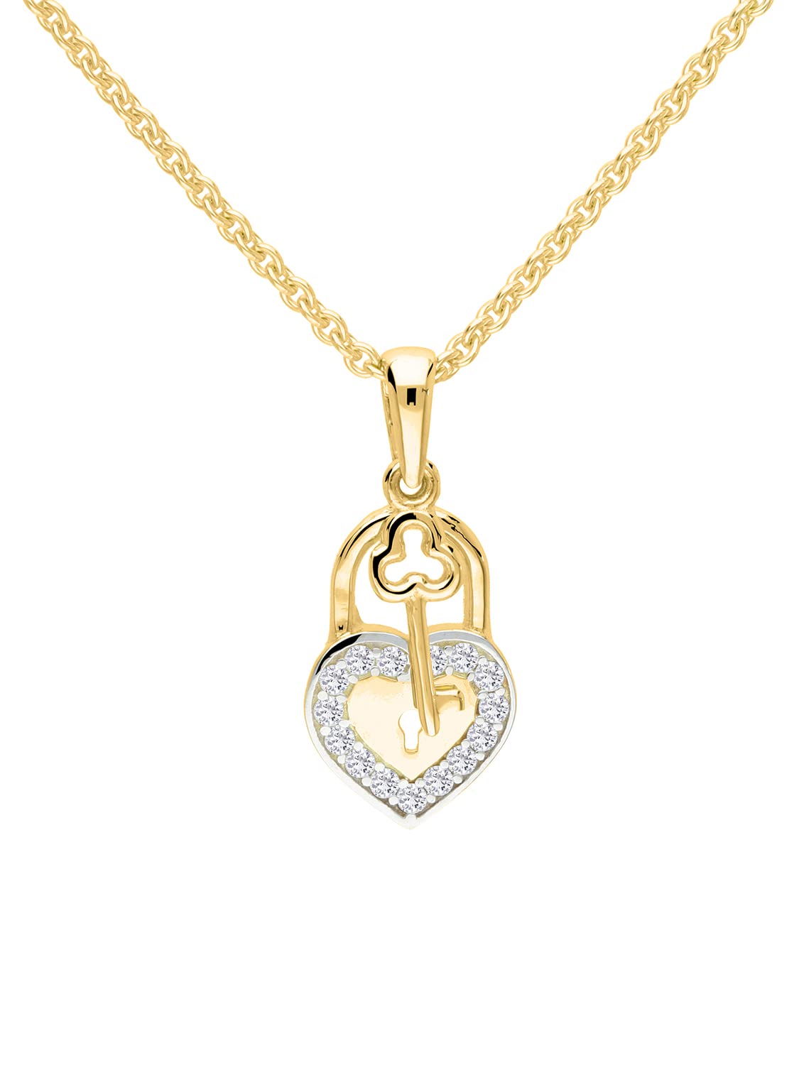My Gold Damen Herzkette Kette Mit Anhänger Gold Echtes Gelbgold 333/750 (8/18 Karat) Zirkonia Herzform 20mm x 9,5mm Halskette 45cm Renee Set