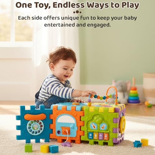 Image of StarAndDaisy Baby Toddler Activity Center Musical Multi Activity Cube for Kids, Infants -Play Learning Center Toy Interactive Educational, Skill Development House with Lights and Sounds