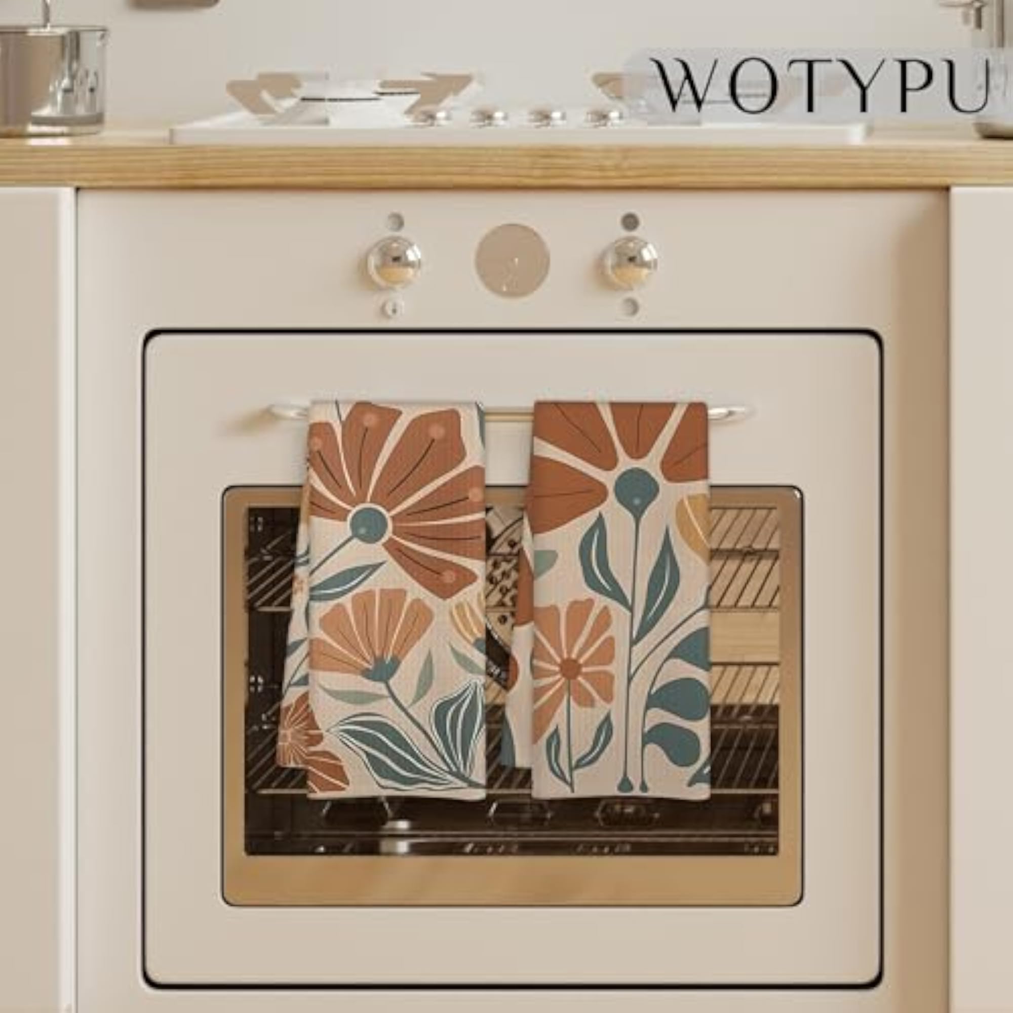 Vintage Boho Floral Kitchen Towels, 2pcs