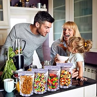 Vodolo Mylar Bags for Freeze Dried Candy,50 Pack Frozen Dry Sour Skittles Bags with Clear Window, Stand Up Pouches