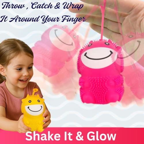 Image of GRAPHENE Flashing Squishy Stress Ball Soft Silicone Squeezable Puffer Sponge Stress Relief Toy Sensory Smiley LED Light Glowing Hair Sensory Fidget Toys for Kids Birthday Gift (Pack of 1)