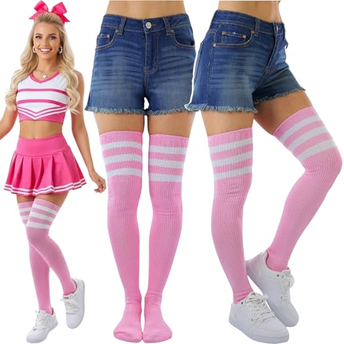 Image of ToBeInStyle Women's Over The Knee Thick Long Socks Thigh High w / 3 Contrast Stripe