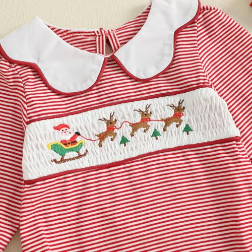 Infant Christmas Outfit Baby Girl Boy Santa Reindeer Long Sleeve Romper Smocked Bubble Jumpsuit Bodysuit Clothes4
