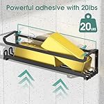 LUCYCAZ 2 Pack Wall Mounted Spice Rack with 8 Hooks, Spice Organizer Shelf for Stove Cabinet Pantry Door,Screw or Adhesive Spice Shelf Hanging Wall Spice Rack in Kitchen and RV (Black, 2 PACK) - Image 5