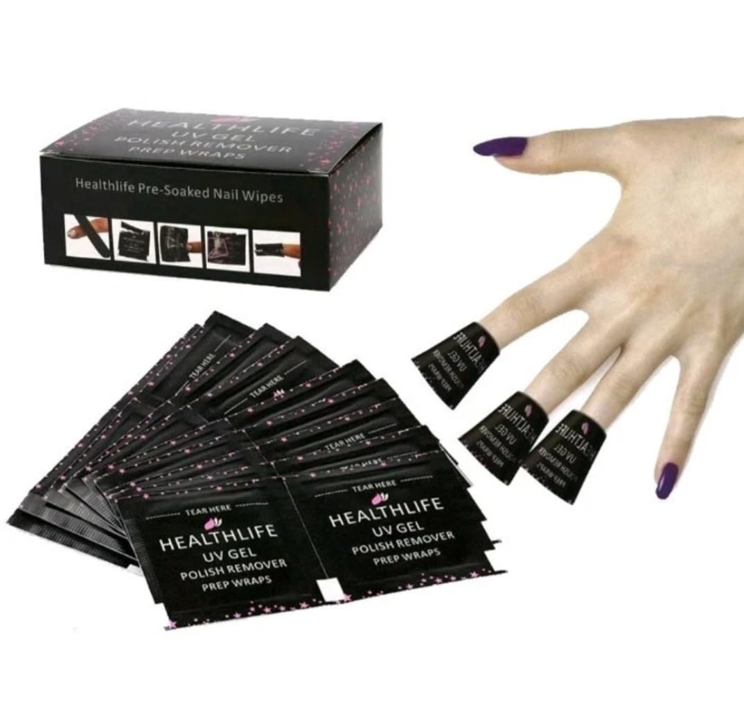 UV Gel Polish Remover Prep Wraps, Pre-Soaked Acetone Soak Off Pads, 200 Count Foil Pouches