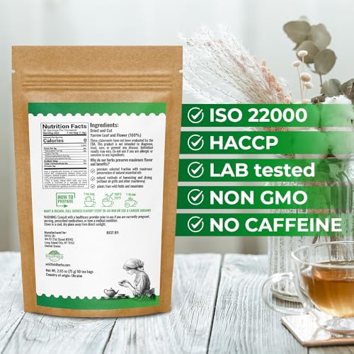 Image of 50 Bags Yarrow Herb Dried Yarrow Leaf & Flower Herbal Tea (Achillea Millefolium Tea) - 50 Count 1.5g Bags Herb Tea Milenrama Hojas