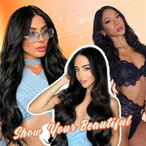 NOSTALGIA Black Wig for Women, Long Wavy Lace Hairline Synthetic Wig - image 3