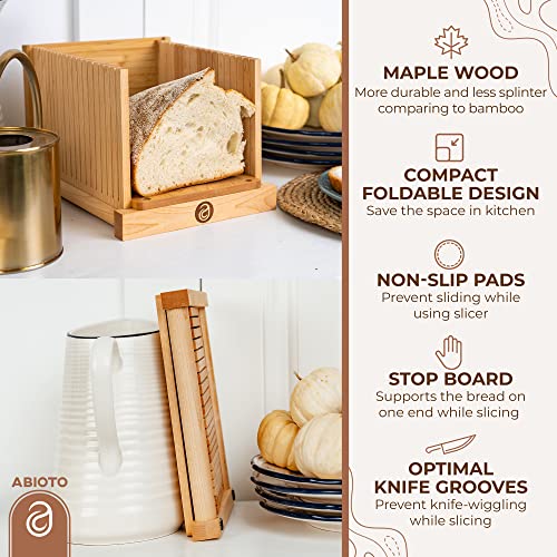 Bread Slicer For Homemade Bread (Hard Maple Wood) – 4 Different Thickness Options For Even And Consistent Bread Slices - Compact Foldable Bread Slicing Guide With Optimal Knife Grooves #TOP3