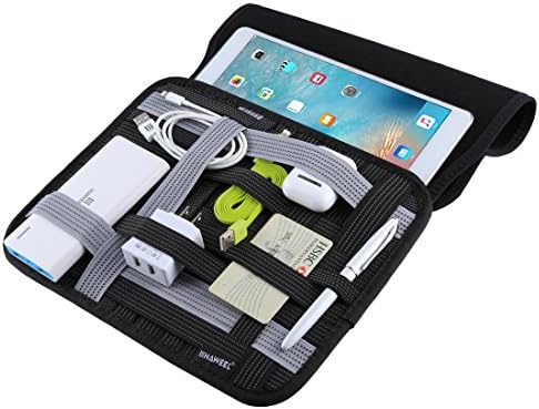 Haweel Electronic Travel Organizer, 10 Inch Tablet Wrap Organizer Storage Pocket Bag for Power Bank, Cellphones, iPad, Cable Line, Books