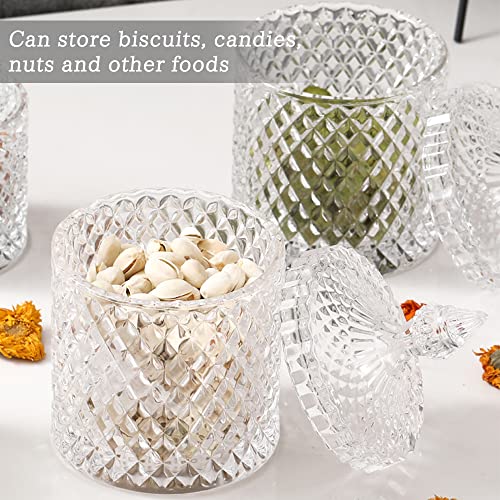 BOJVESH 2Pcs Clear Glass Crystal Diamond Candy Jar, Candy Buffet Storage with Crystal Lid - Image 4