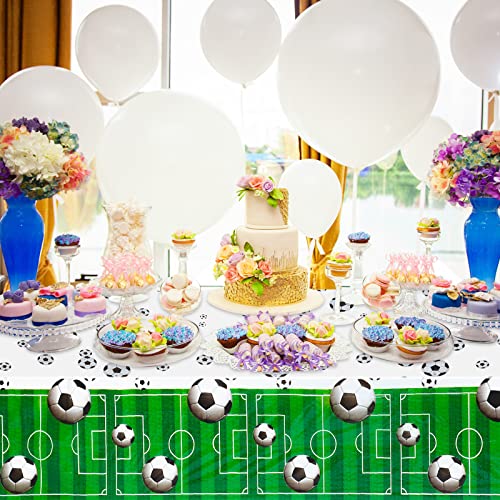 Soccer Party Decorations Include Vinyl Soccer Happy Birthday Backdrop Banner And Plastic Soccer Pattern Tablecloth For Soccer Birthday Party Decorations #TOP5