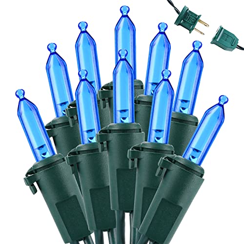 aqua blue christmas lights - Brizled LED Christmas Lights, 100 LED 33ft Mini String Lights, 120V UL Certified for Indoor and Outdoor Decorations, Patio and Christmas Tree, Blue